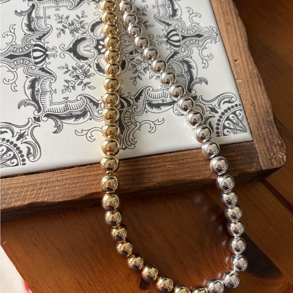 Two-Tone Gold & Silver Beaded Necklace - Parklane Disco necklace